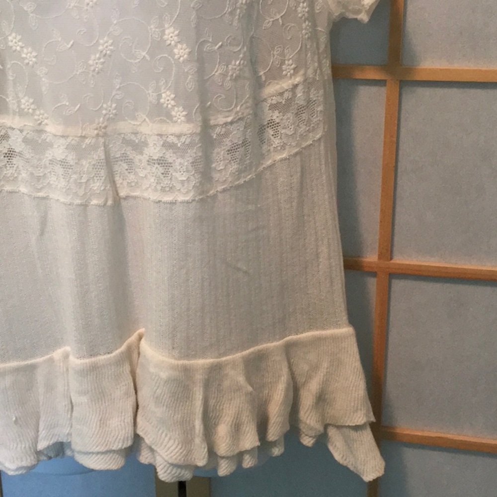 Free People lace & knit ivory top - Picture 5 of 8